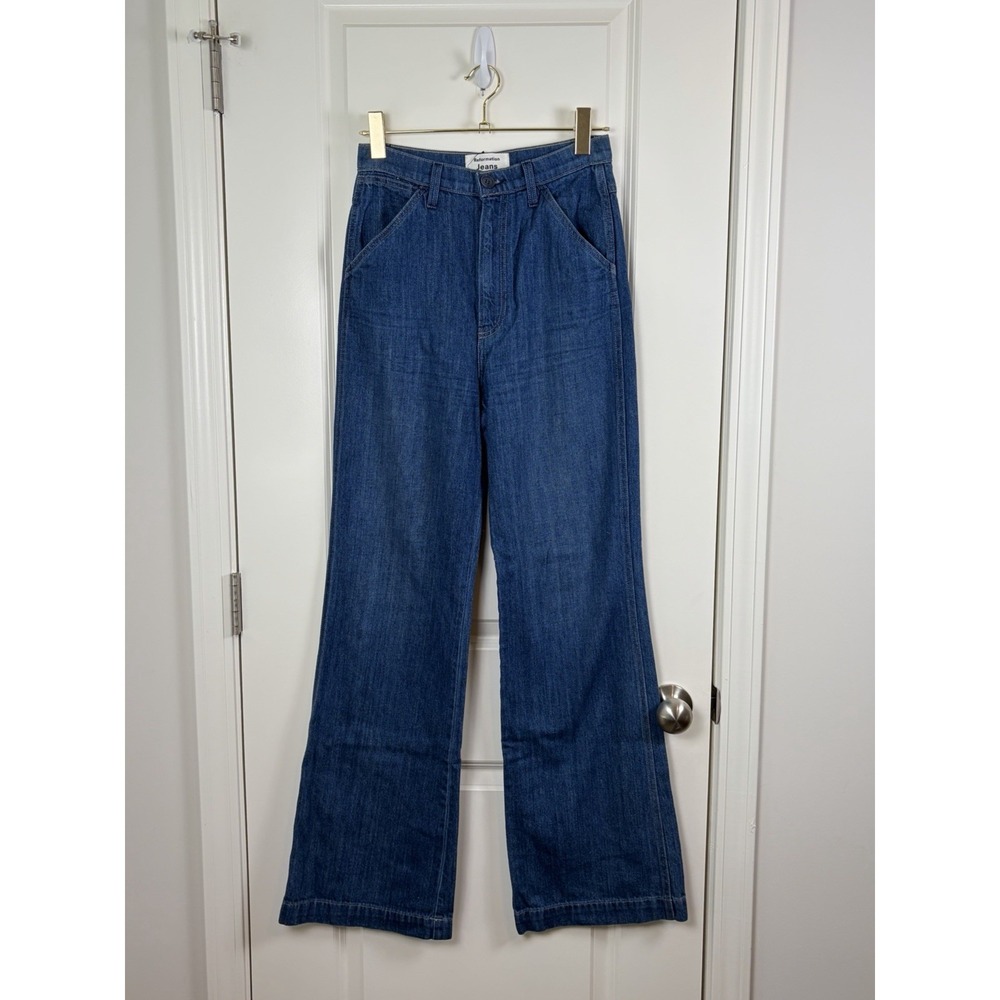 Reformation Womens Indigo Organic Cotton High Waist Wide Leg Trousers Pant SZ 4
